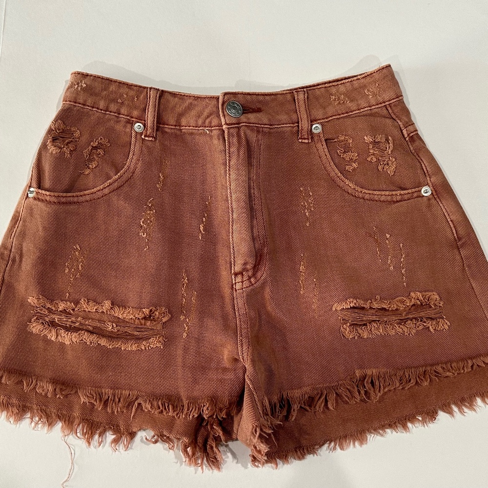 Mustard Seed Denim Shorts Distressed Frayed Hem - Size S.